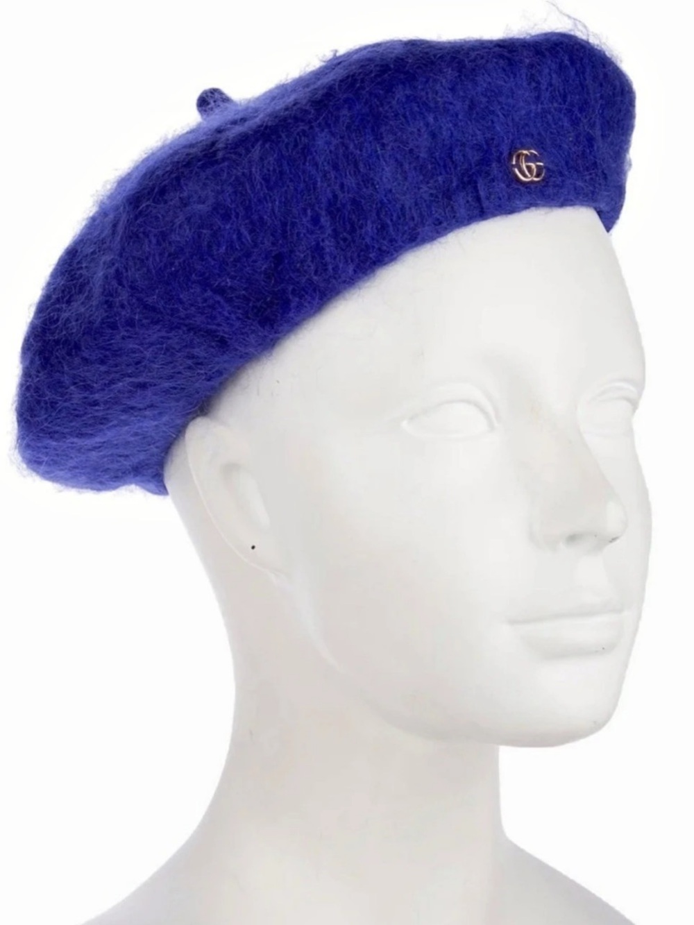 GUCCI Mohair Beret Hat Royal Blue Size M 57cm NEW